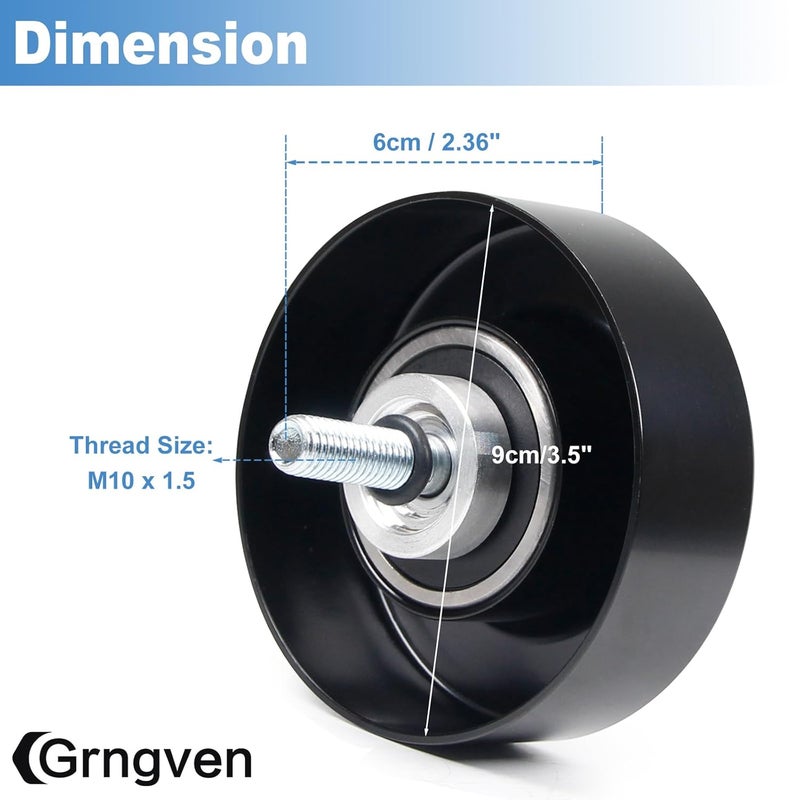 Grngven Idler Pulleys with Bolt for Chevrolet Select Buick, Hummer, etc Models. Belt Idler Pulley 36299 12555609, 12669569 Belt Pulley Compatible - Image 3